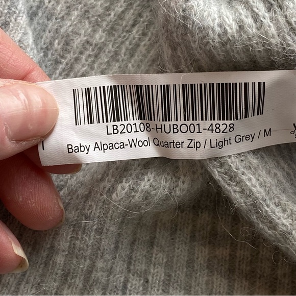 Quince Light Grey Baby Alpaca- Wool Quarter Zip Sweater Size Medium - Picture 13 of 15